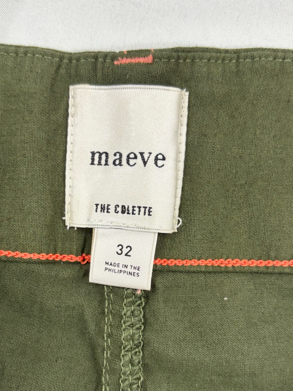 Anthropologie Maeve The Colette Crop Wide-Leg Pants Contrast Stitch Olive 32 - Picture 9 of 11